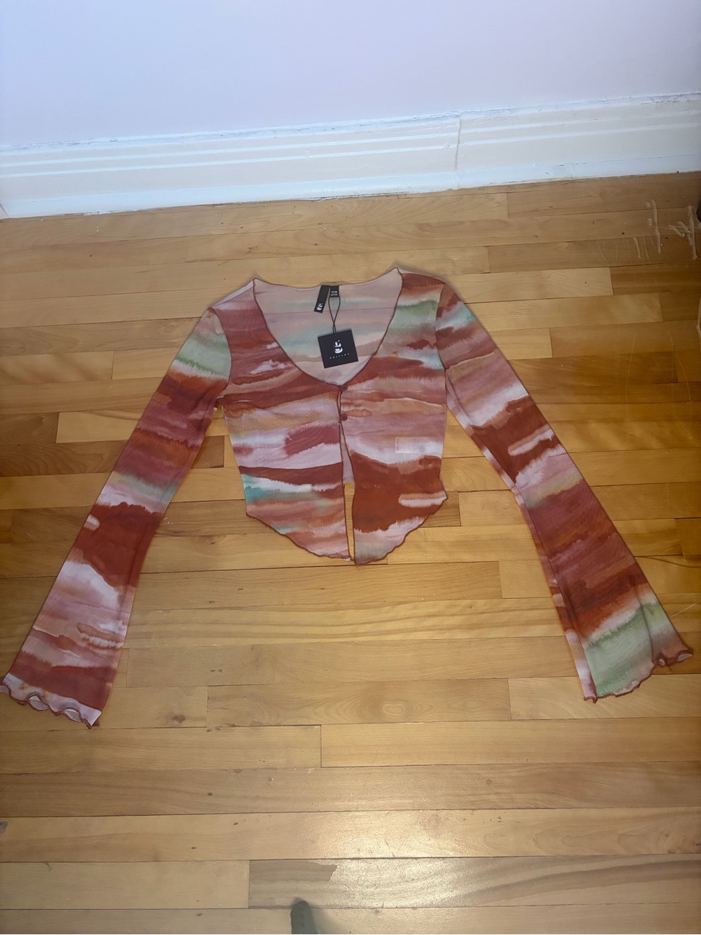 Garage Rust & Pastel Watercolor Long Sleeve Crop Top